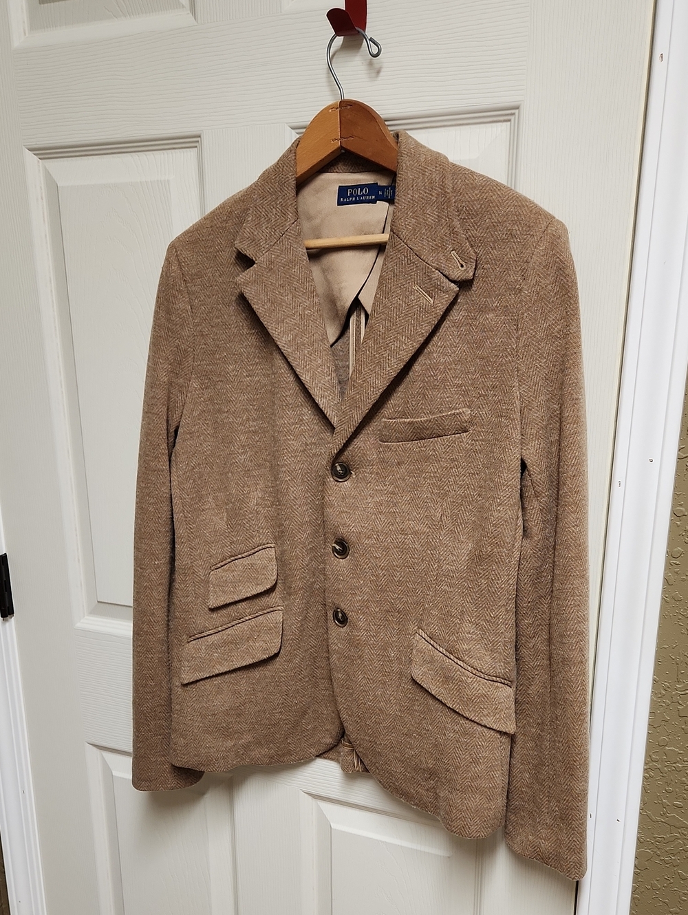 Polo by Ralph Lauren Women's Herringbone Blazer with suede under collar
